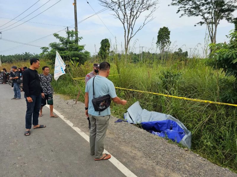 Mayat ditemukan dipinggir Jalan Desa Sungai Gelam diduga korban pembunuhan