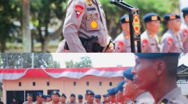 Komandan Pasukan (Dan Pas) I Brimob Polri Brigjen Pol Firly R Samosir, di dampingi Komandan Satuan (Dansat) Brimob Polda Jambi Kombes Pol Nadi Chaidir, di Mako Sat Brimob Polda Jambi. Dok: Istimewa