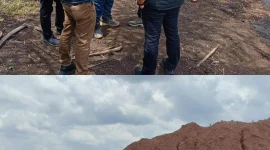 Subdit IV/Tipidter Ditreskrimsus Polda Jambi, Dinas ESDM Provinsi Jambi, Dinas Lingkungan Hidup (LHK) Provinsi Jambi, BPBD Provinsi Jambi melakukan pengecekan terbakarnya Batubara di Stockpile PT. Bumi Borneo Inti (BBI). Dok: Istimewa